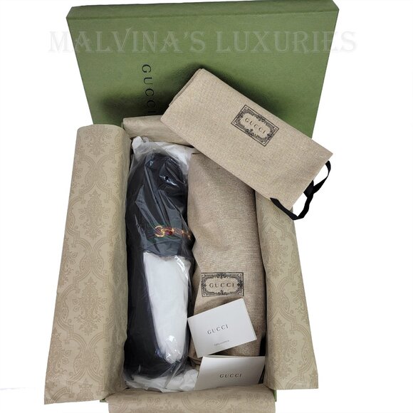 GUCCI SHOES MENS BLACK LEATHER HORSEBIT LOGO DRIVER LOAFERS w WEB sz 13 13.5 - Picture 15 of 16